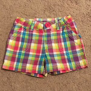 Lime fuschia turqoise plum madras plaid shorts 3T
